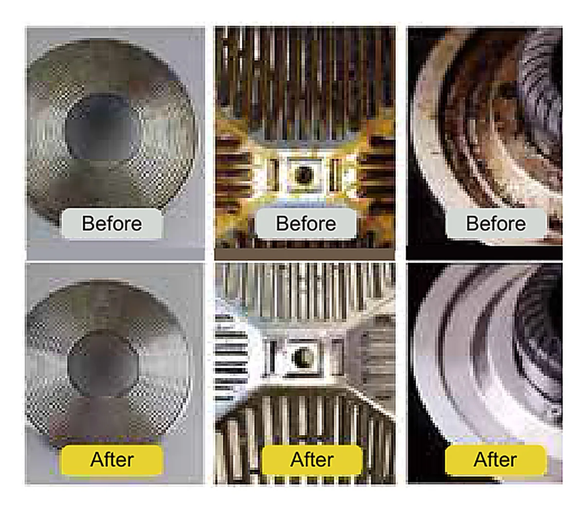 Before and after steam cleaning results on baked-on surfaces