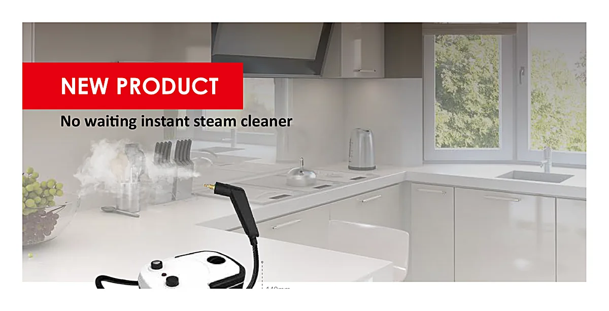 Steam cleaning a kitchen counter